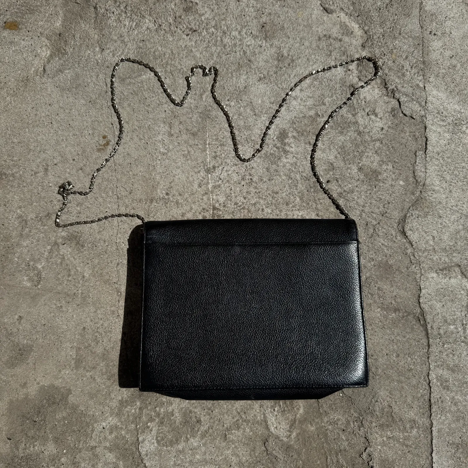 Vintage YSL Scalloped Flap Clutch Bag with Triangle Logo