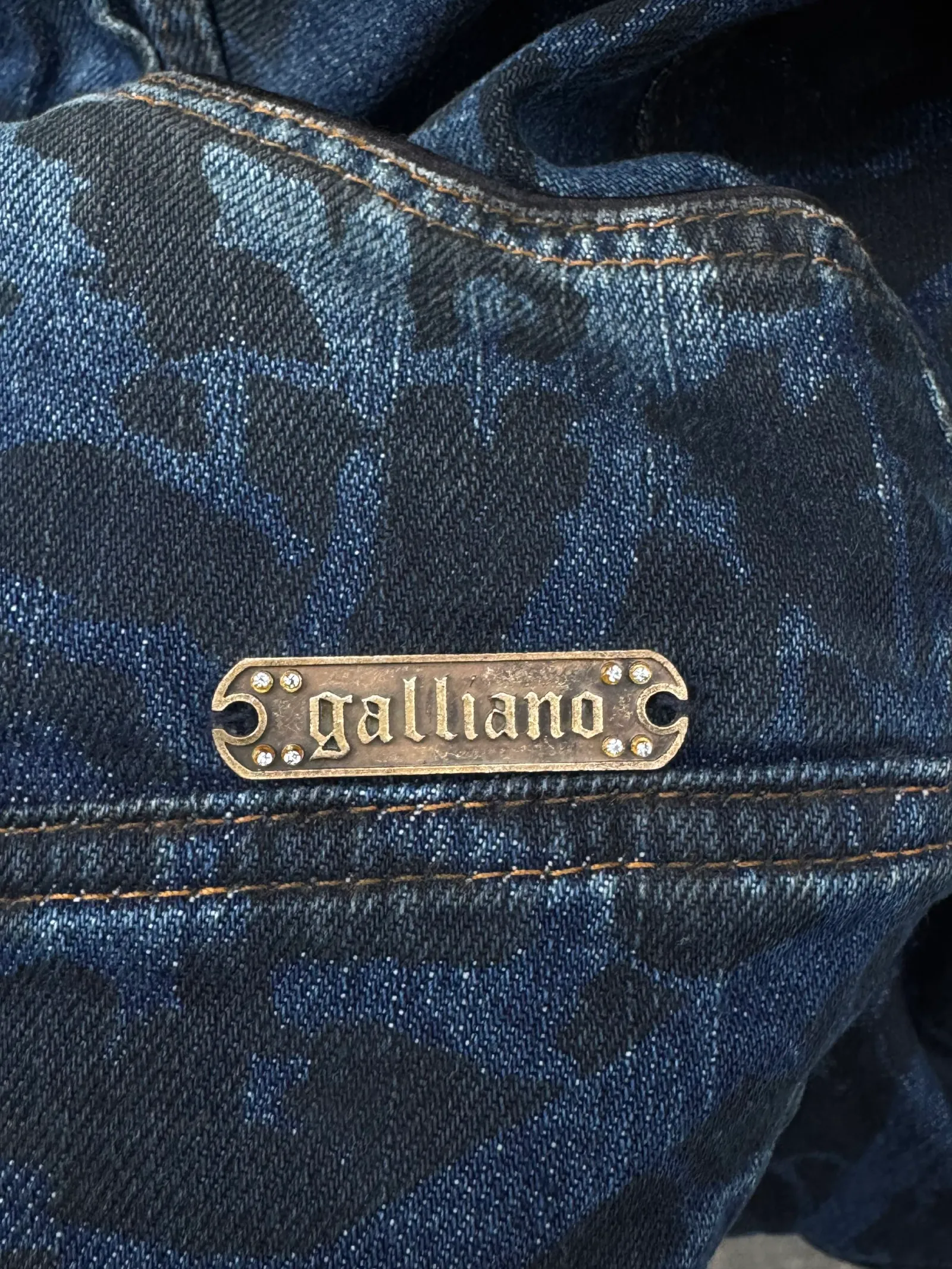 Galliano by John Galliano Leopard Print Denim Jacket with Puff Sleeves