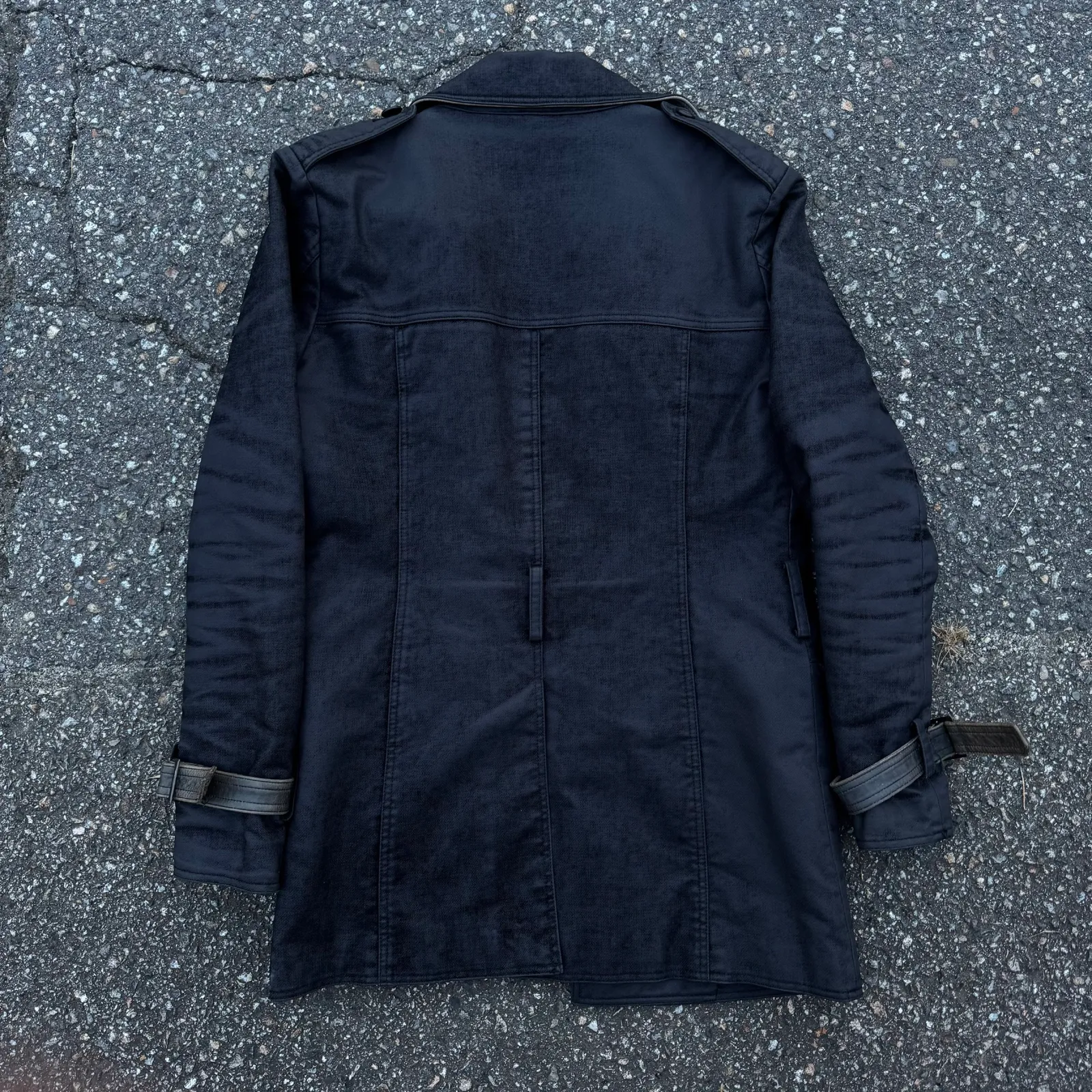 5351 Pour Les Hommes Faux Suede Belted Military Coat