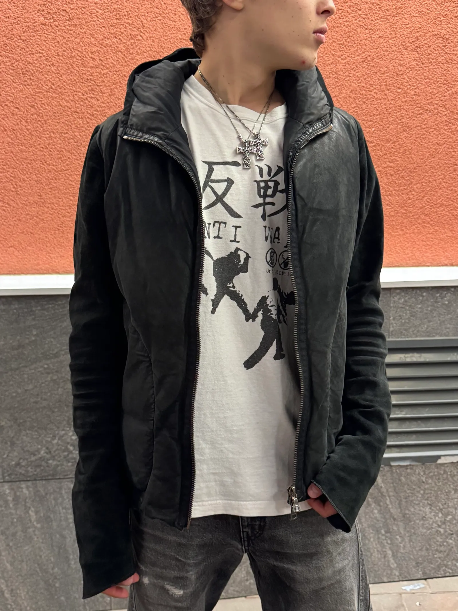 ISAAC SELLAM Isaac Sellam Experience Poussif Hybrid Leather Hooded Jacket