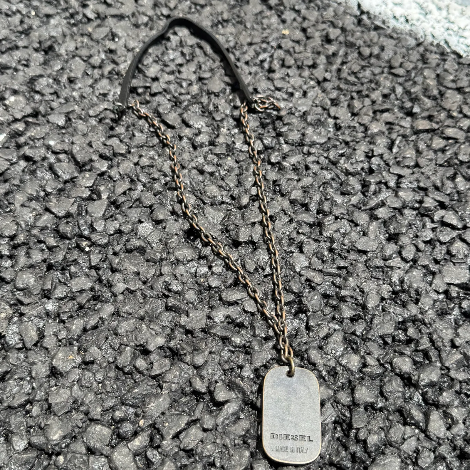 DIESEL "55-DRY" Dog Tag Pendant Necklace