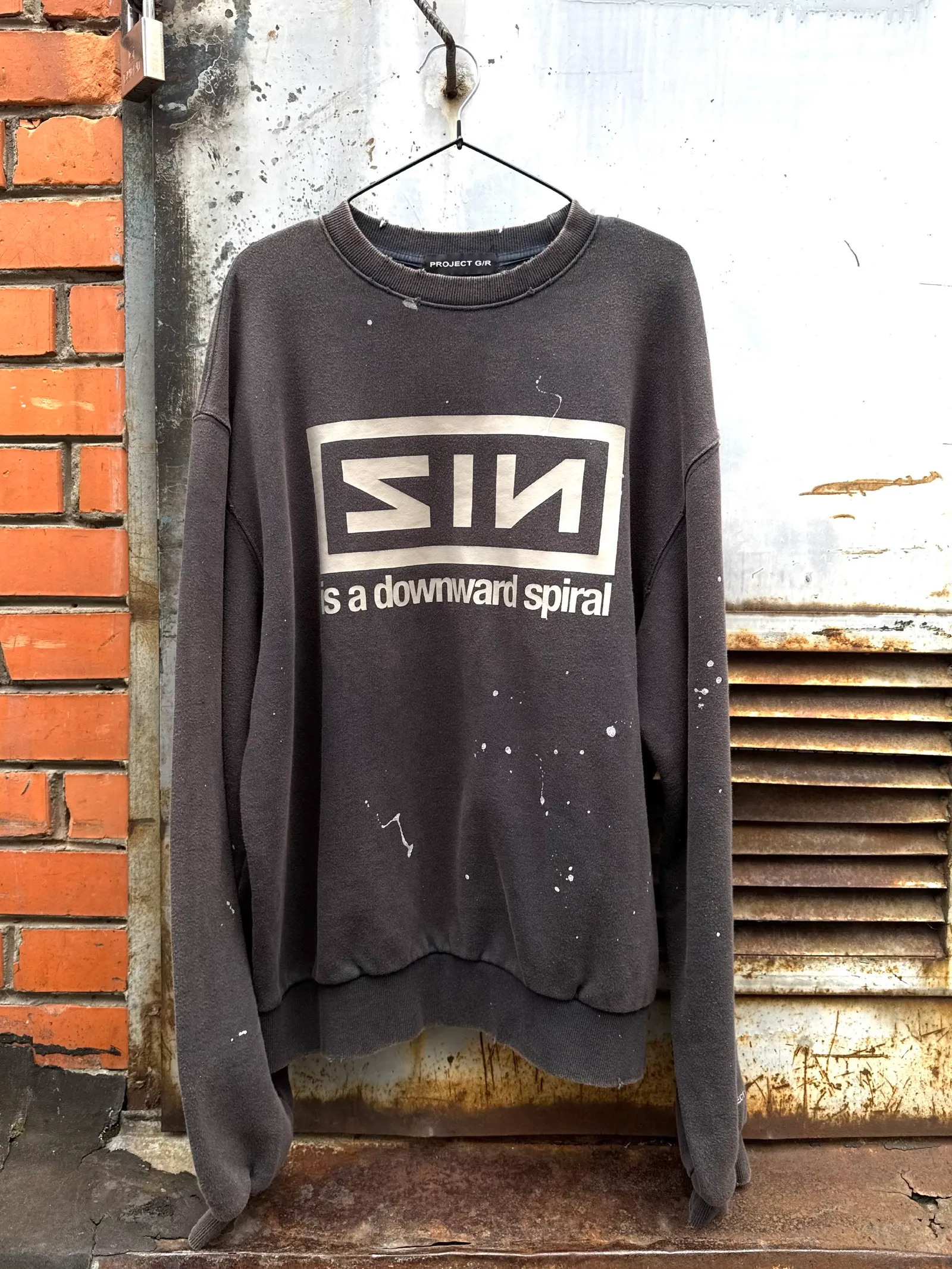 Project G/R "Sin Is A Downward Spiral" Black Crewneck Sweatshirt