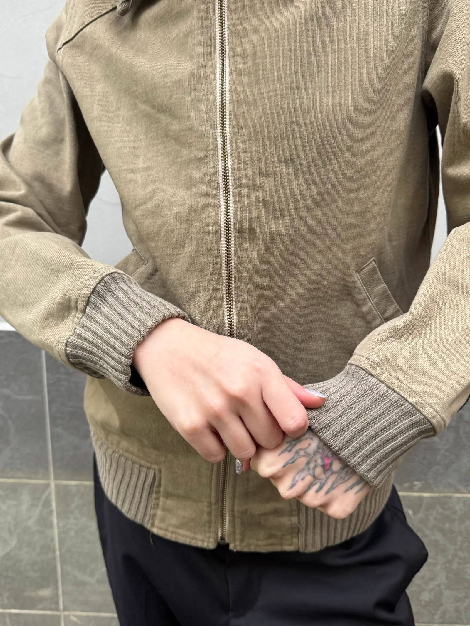 Hysterics Rib-Knit Collar Zip-Up Cotton Jacket