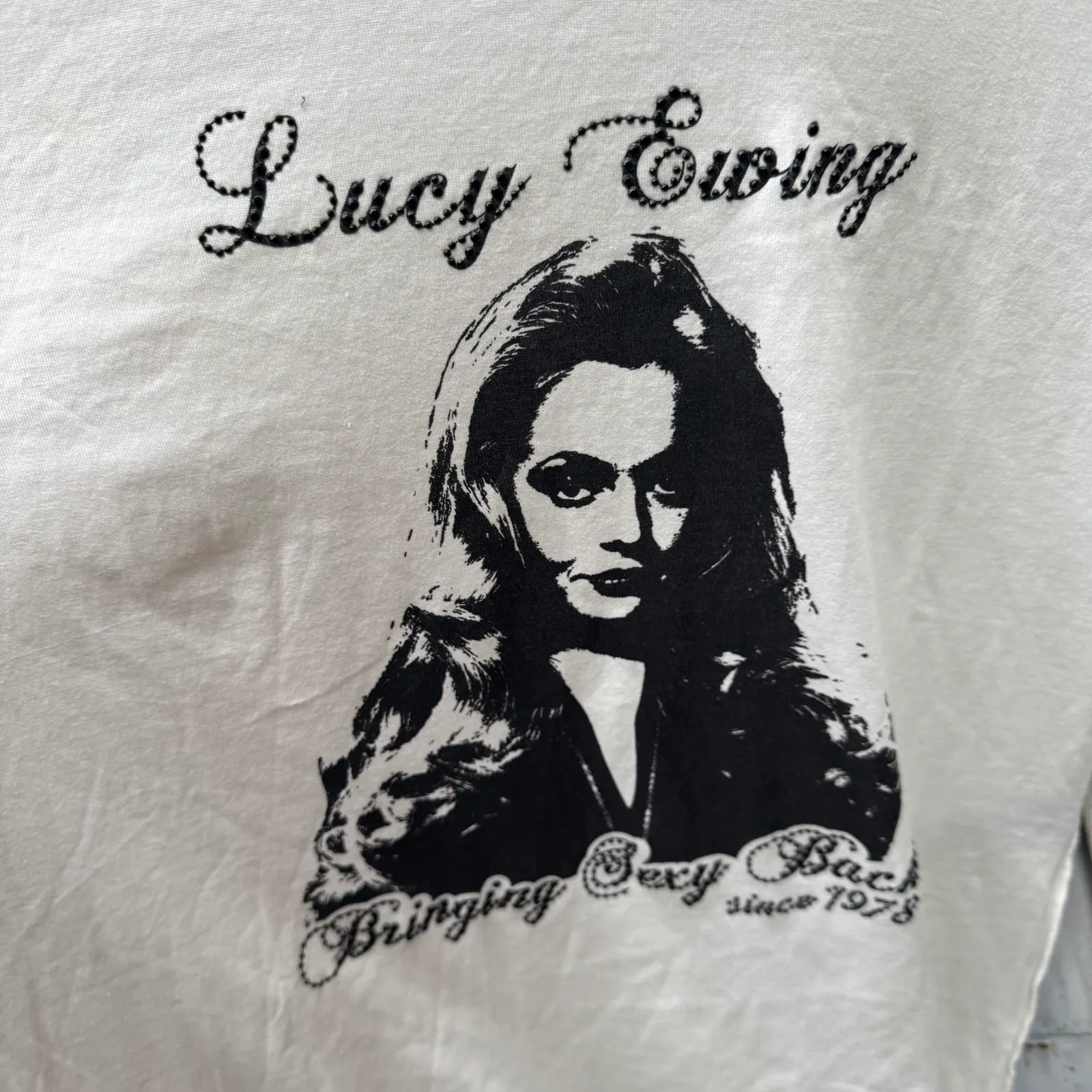 Dolce & Gabbana "Lucy Ewing - Bringing Sexy Back" Rhinestone Graphic T-Shirt