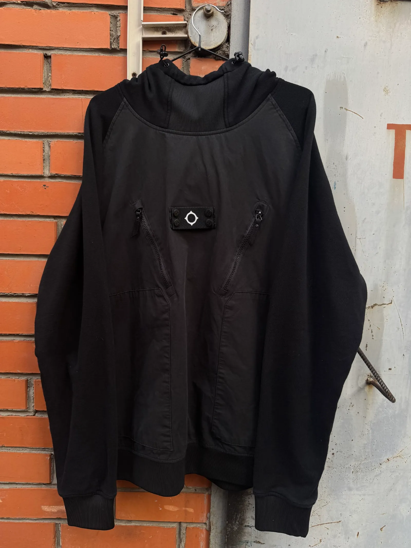 Ma.Strum Mixed Media Hooded Sweatshirt