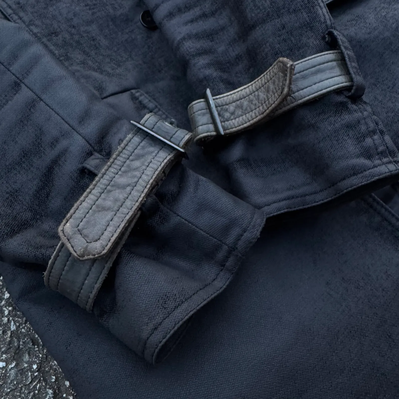 5351 Pour Les Hommes Faux Suede Belted Military Coat