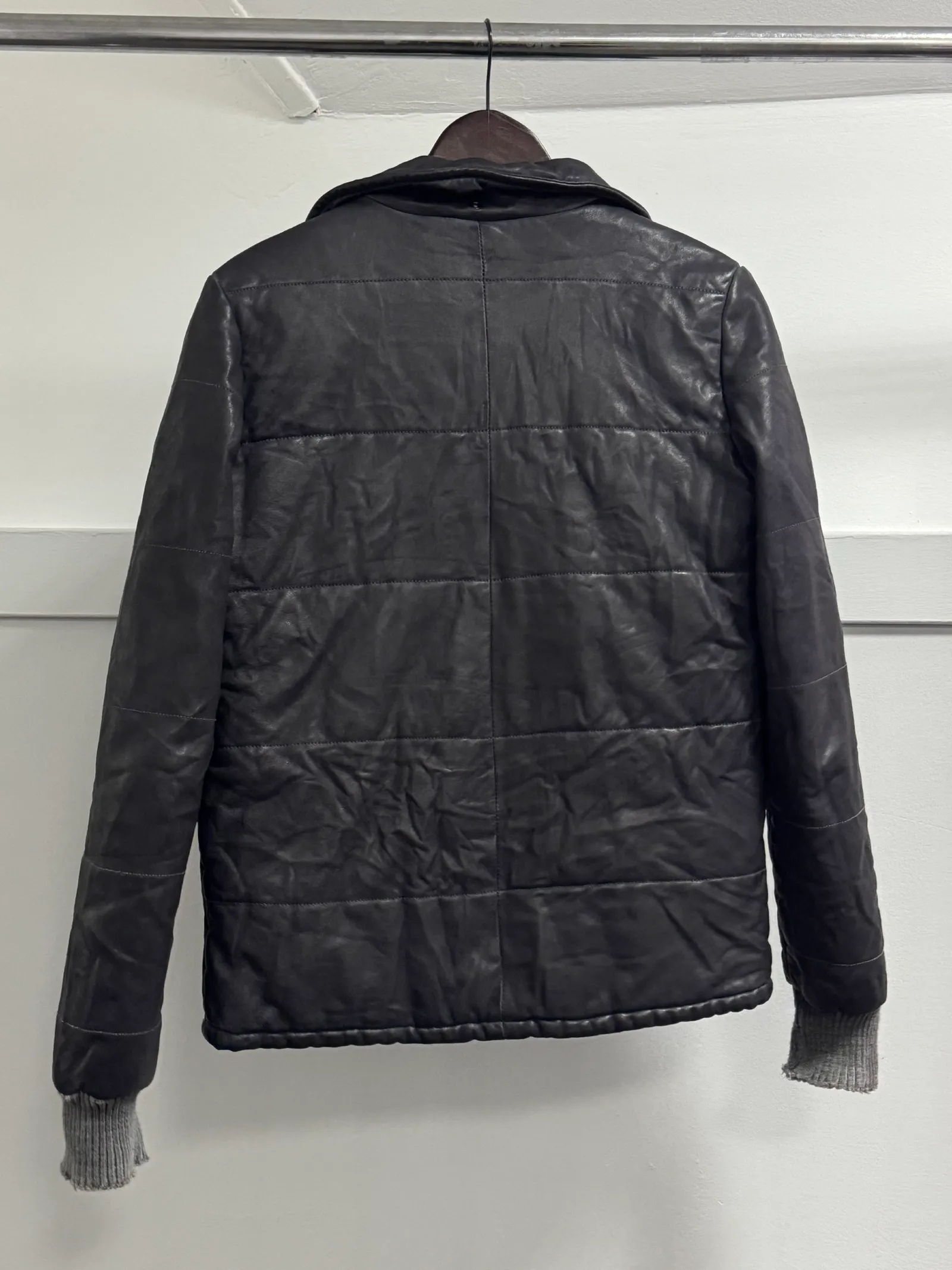 Giorgio Brato Quilted Leather Jacket with Silk Lining and Knit Cuffs