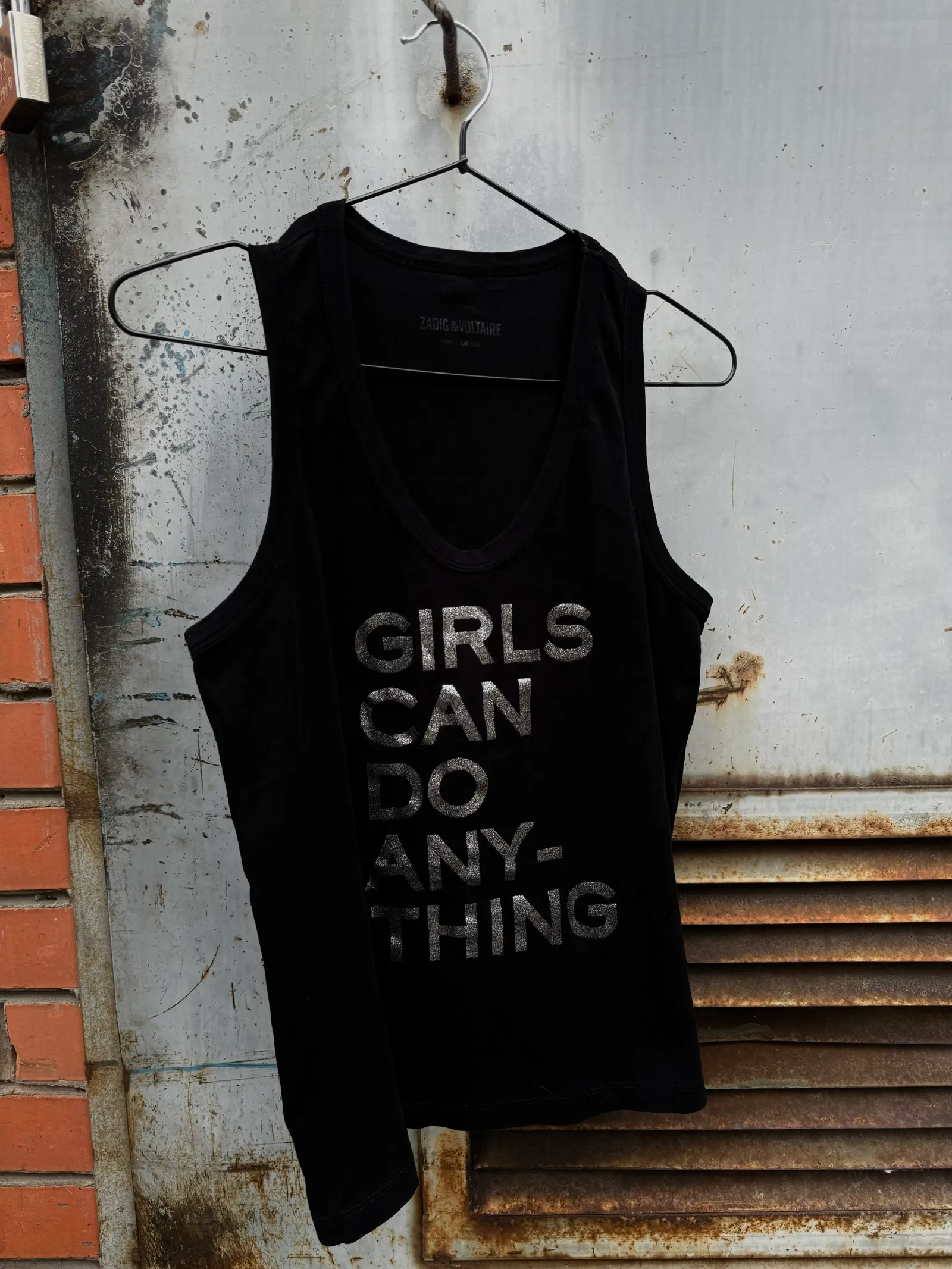 Zadig & Voltaire "Girls Can Do Anything" Glitter Tank Top