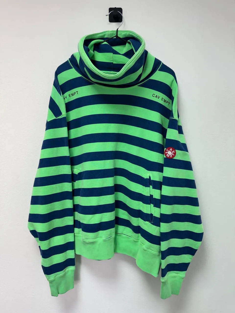 Cav Empt Green Striped Hoodie