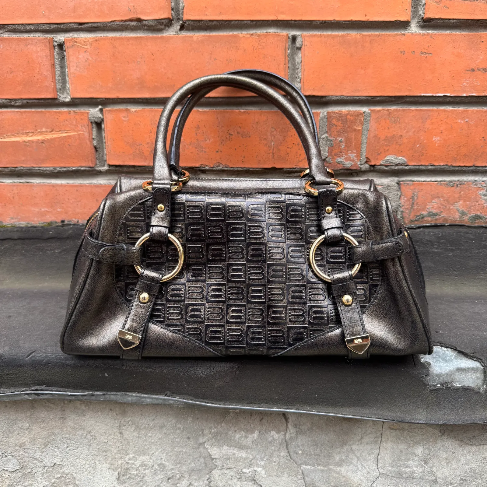 Balenciaga Paris Vintage BB Monogram Leather Bag