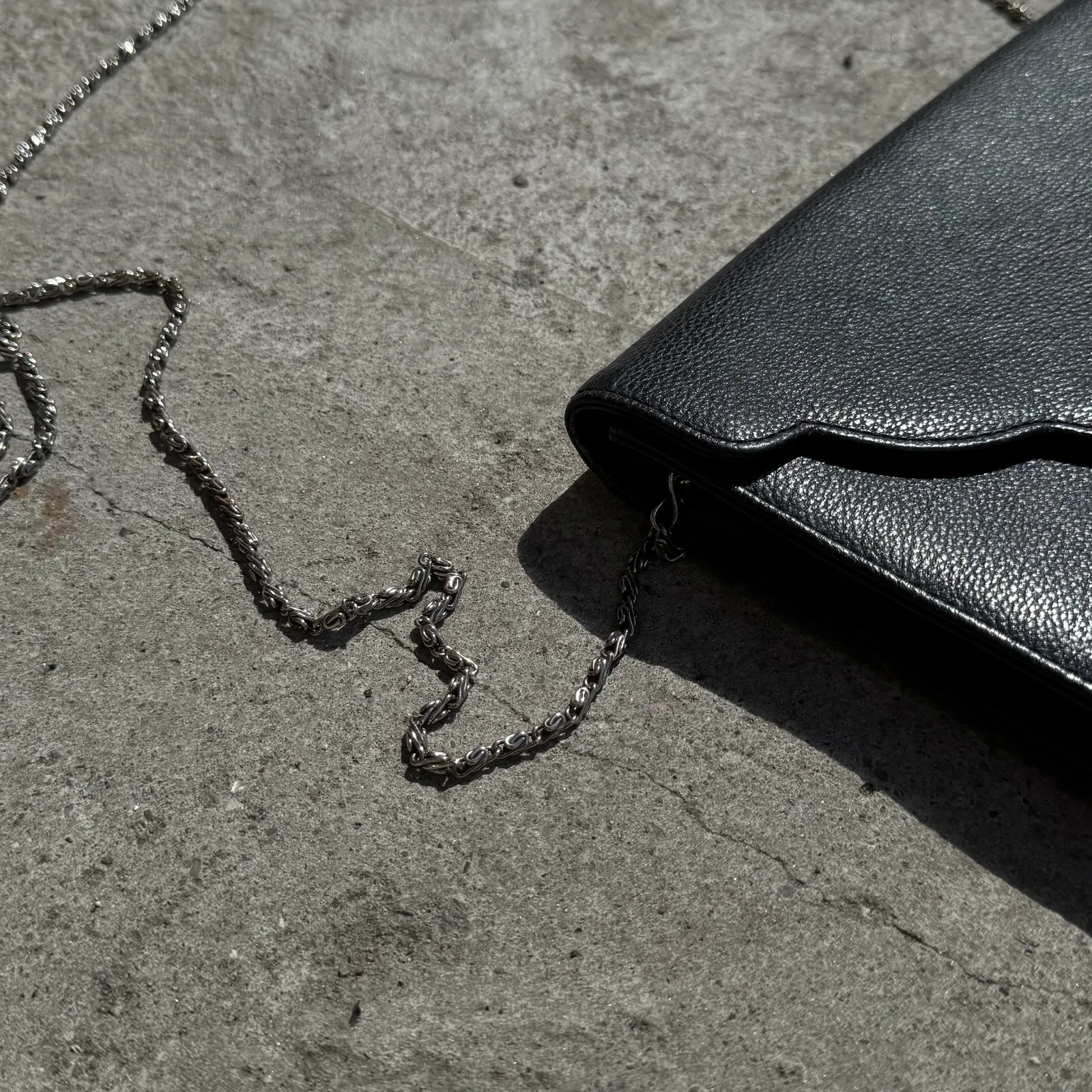 Vintage YSL Scalloped Flap Clutch Bag with Triangle Logo