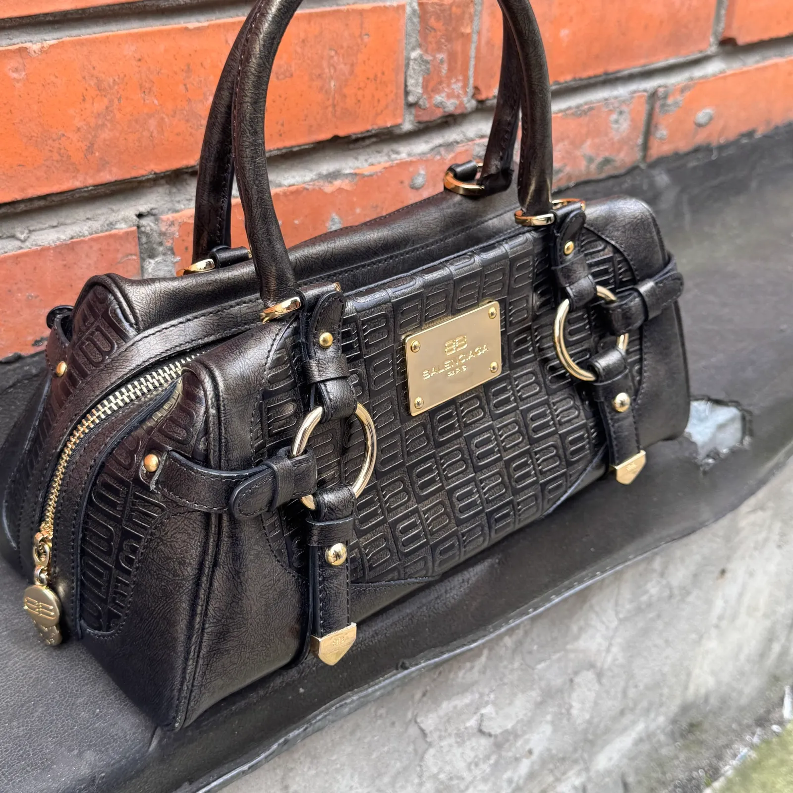 Balenciaga Paris Vintage BB Monogram Leather Bag