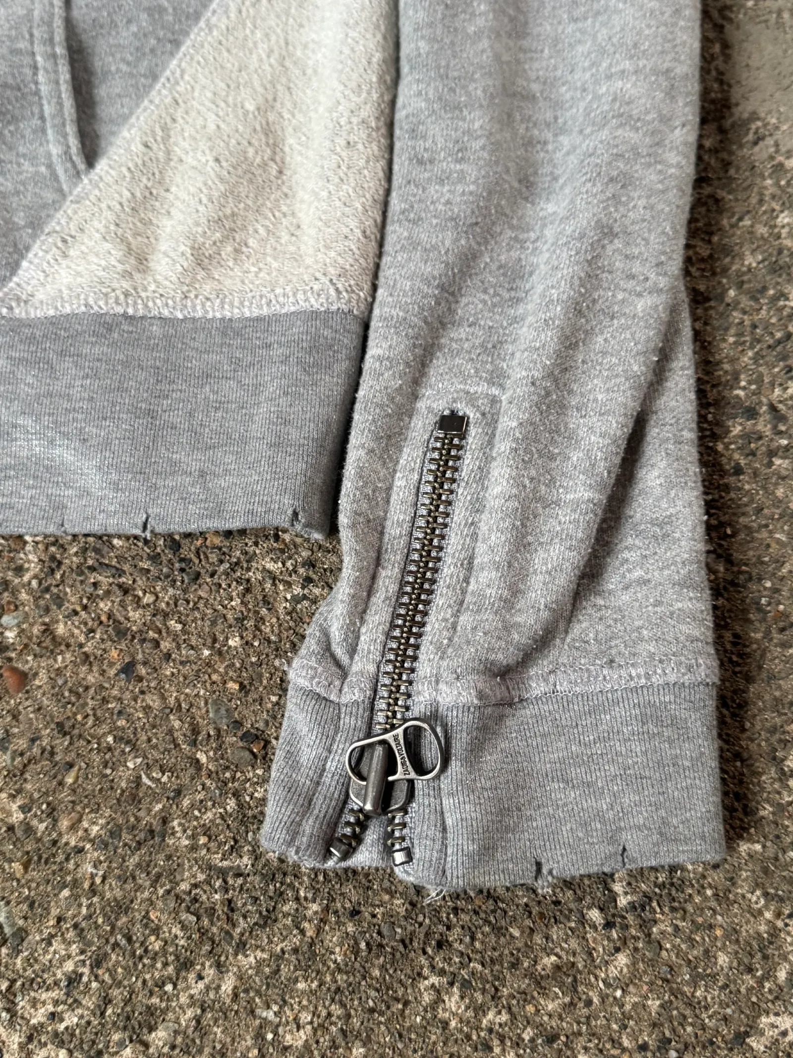 Zadig & Voltaire Vintage Distressed Skull Zip-Up Hoodie