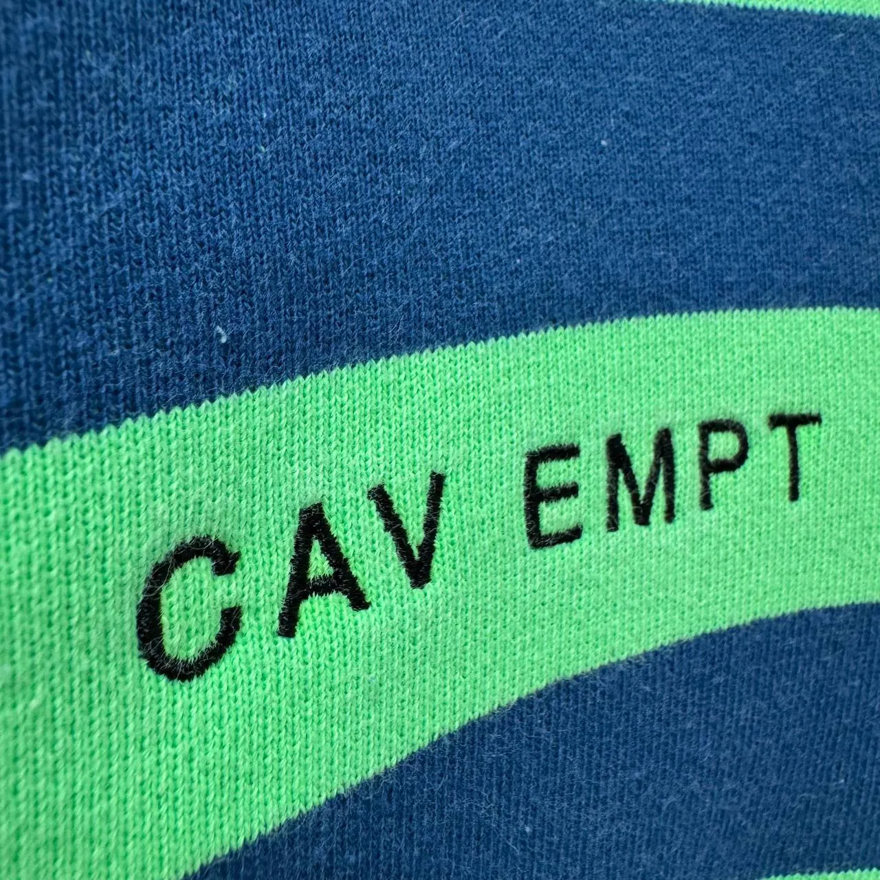Cav Empt Green Striped Hoodie