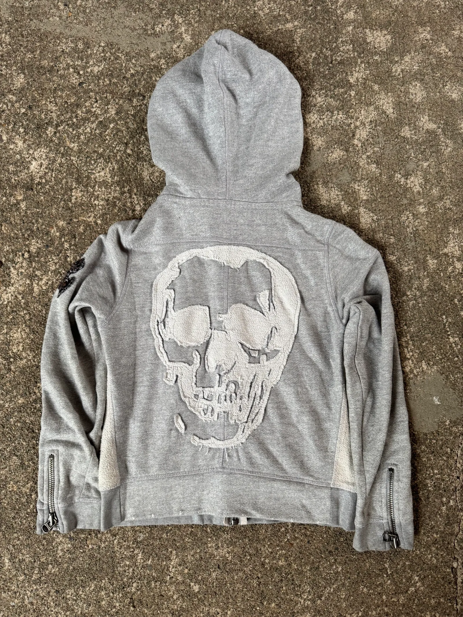 Zadig & Voltaire Vintage Distressed Skull Zip-Up Hoodie