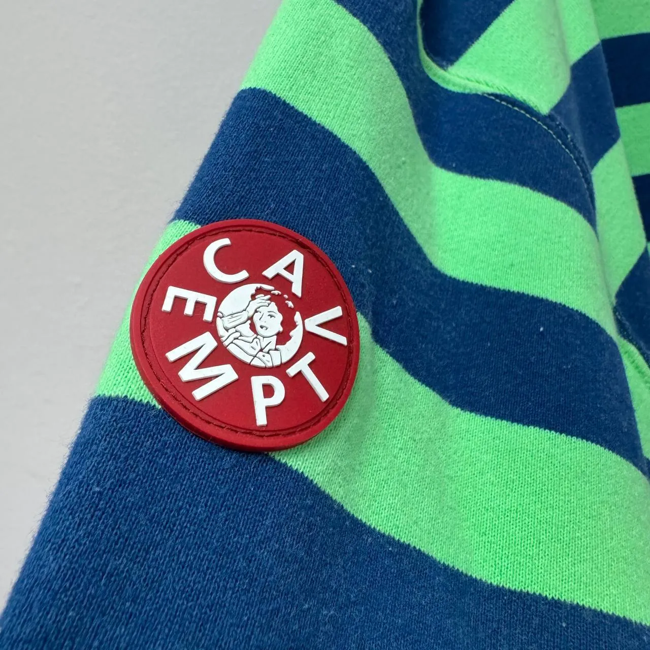 Cav Empt Green Striped Hoodie
