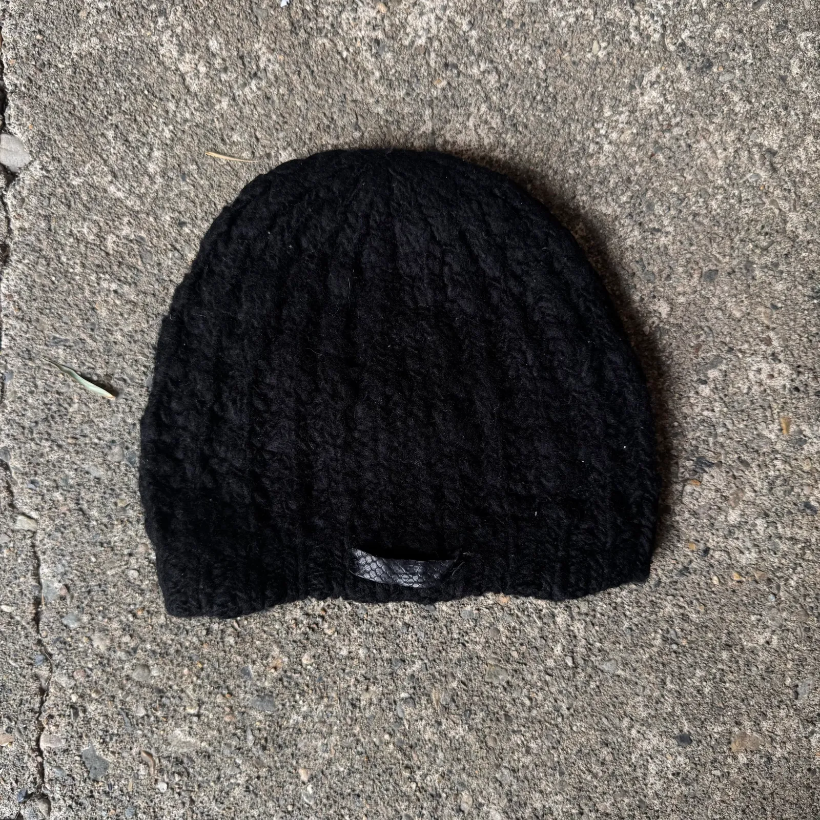 L.G.B. Wool Knit Cap with Leather Python Tag