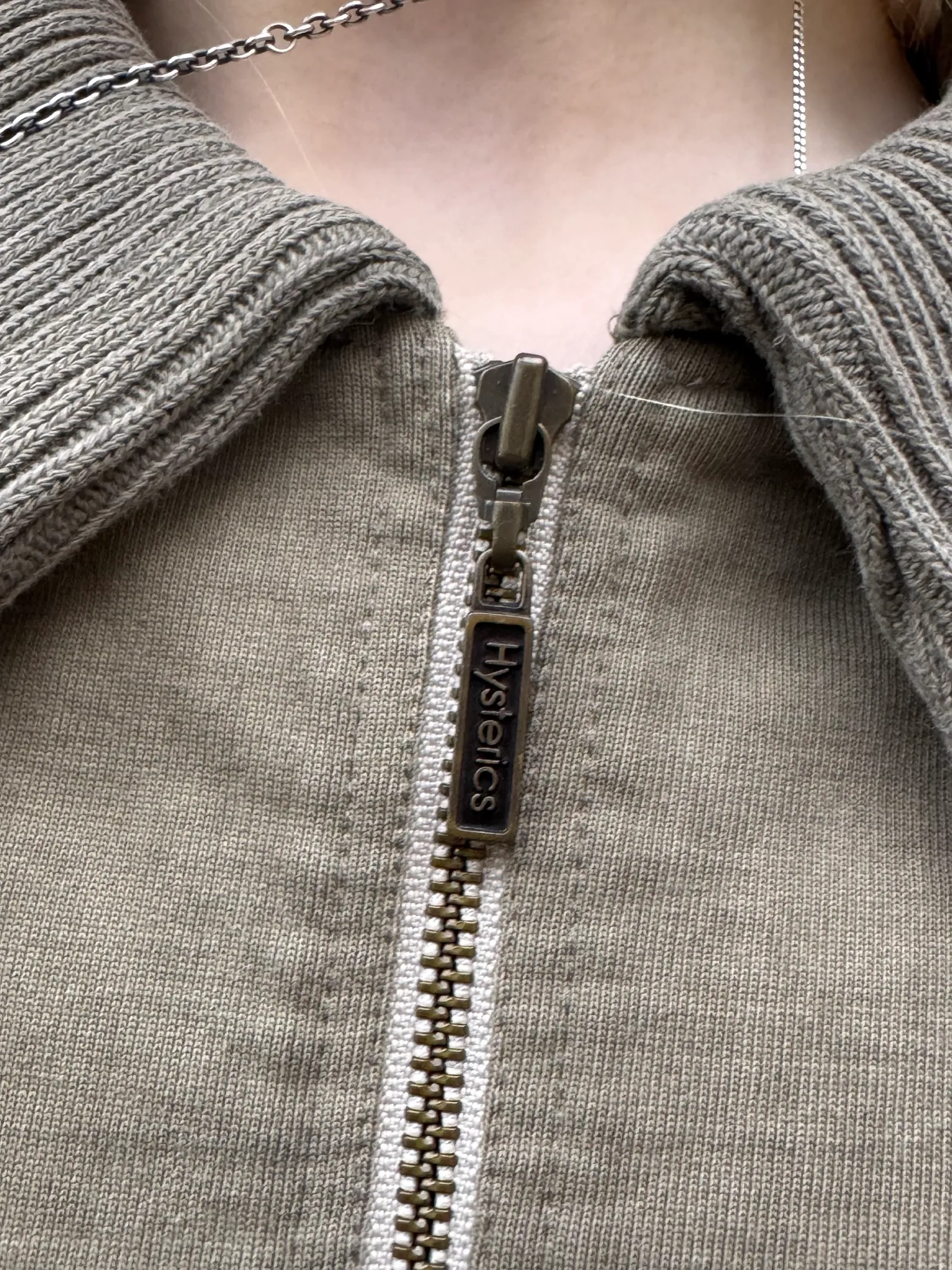 Hysterics Rib-Knit Collar Zip-Up Cotton Jacket