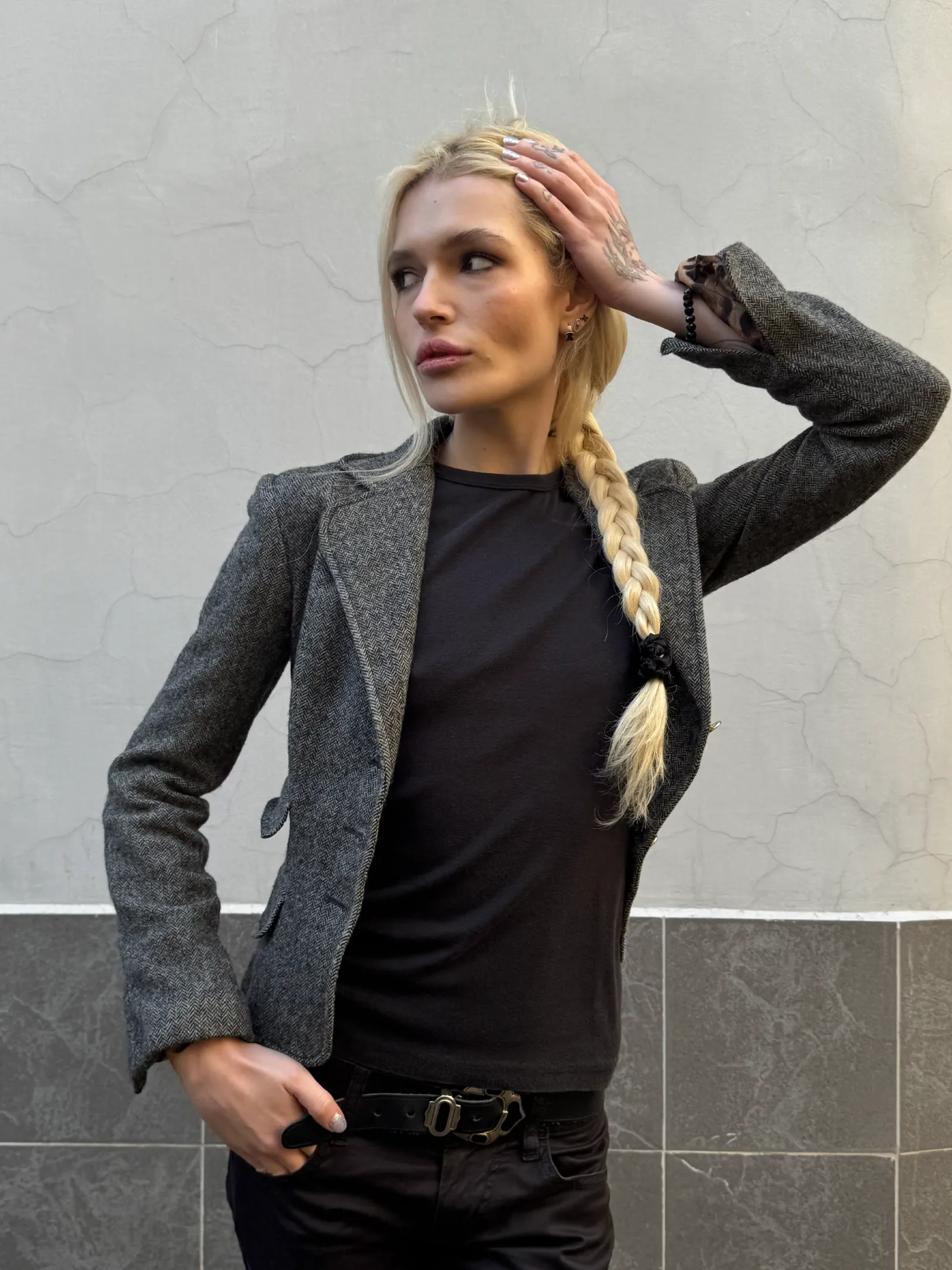 Dolce & Gabbana grey wool leopard lining blazer