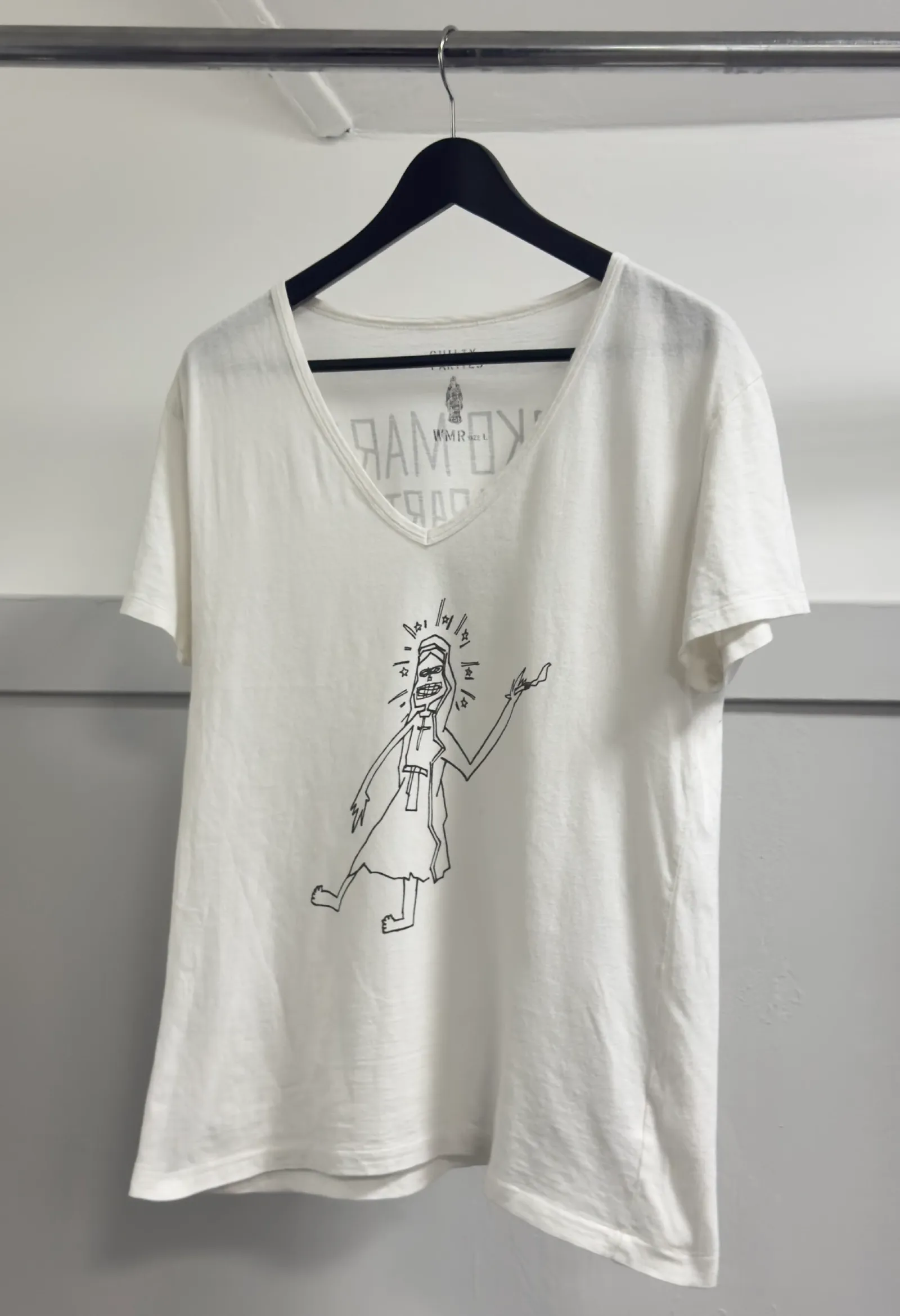 WACKO MARIA V-Neck Tee "Smoking Virgin Mary"