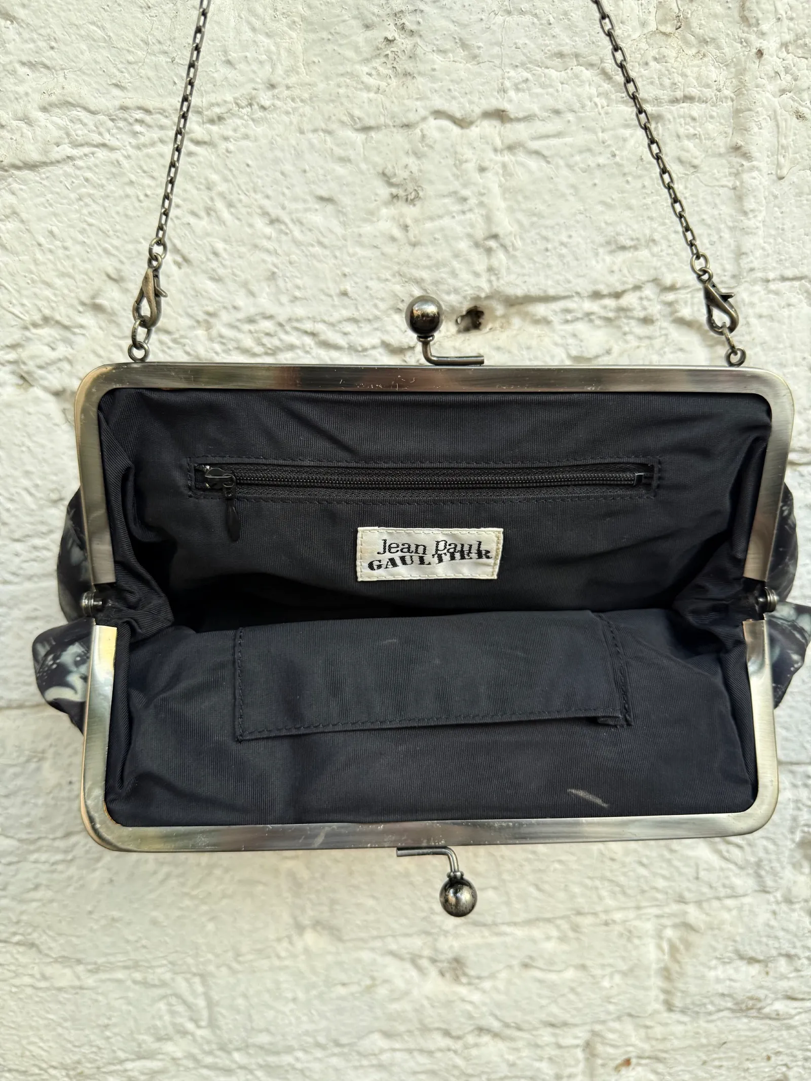 Jean Paul Gaultier Vintage Face Print Kiss-Lock Chain Clutch
