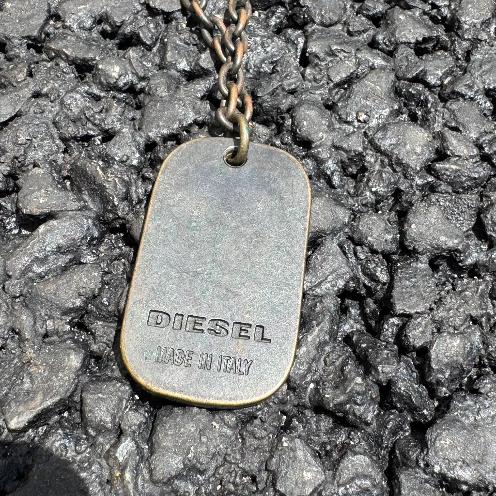 DIESEL "55-DRY" Dog Tag Pendant Necklace
