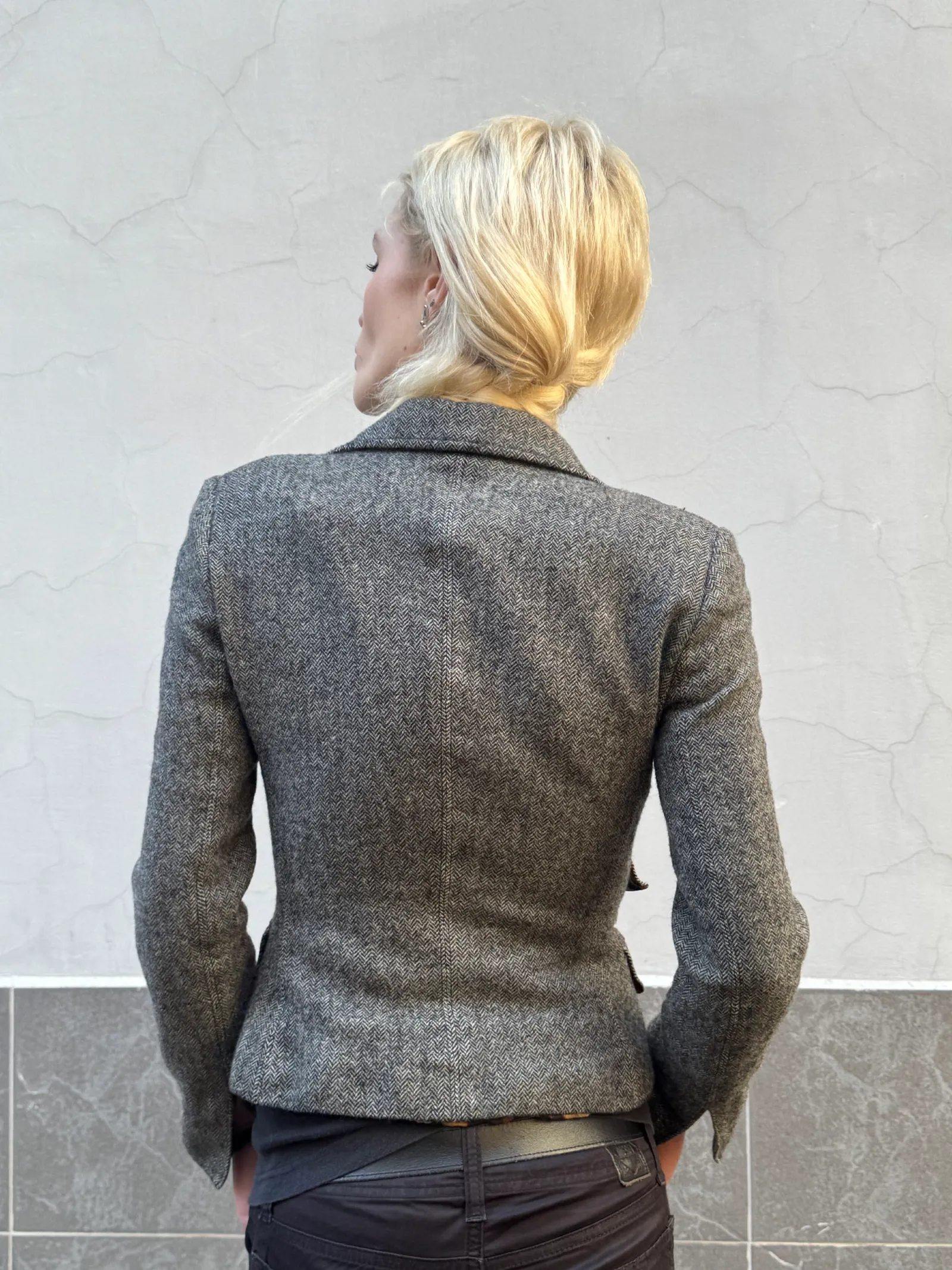Dolce & Gabbana grey wool leopard lining blazer