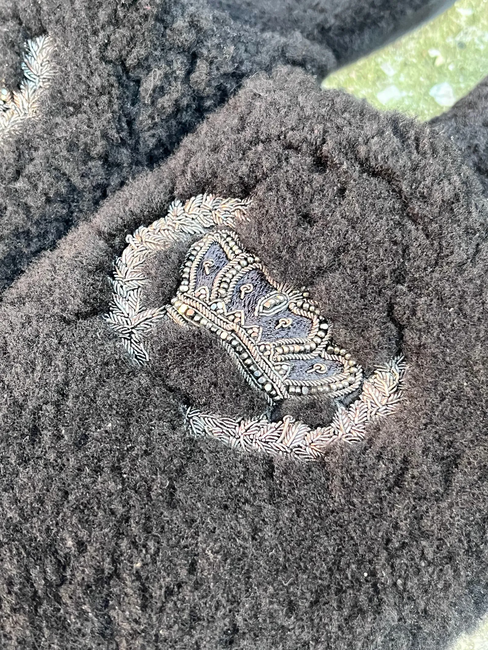 Dolce & Gabbana Shearling Crown Embroidery Slippers