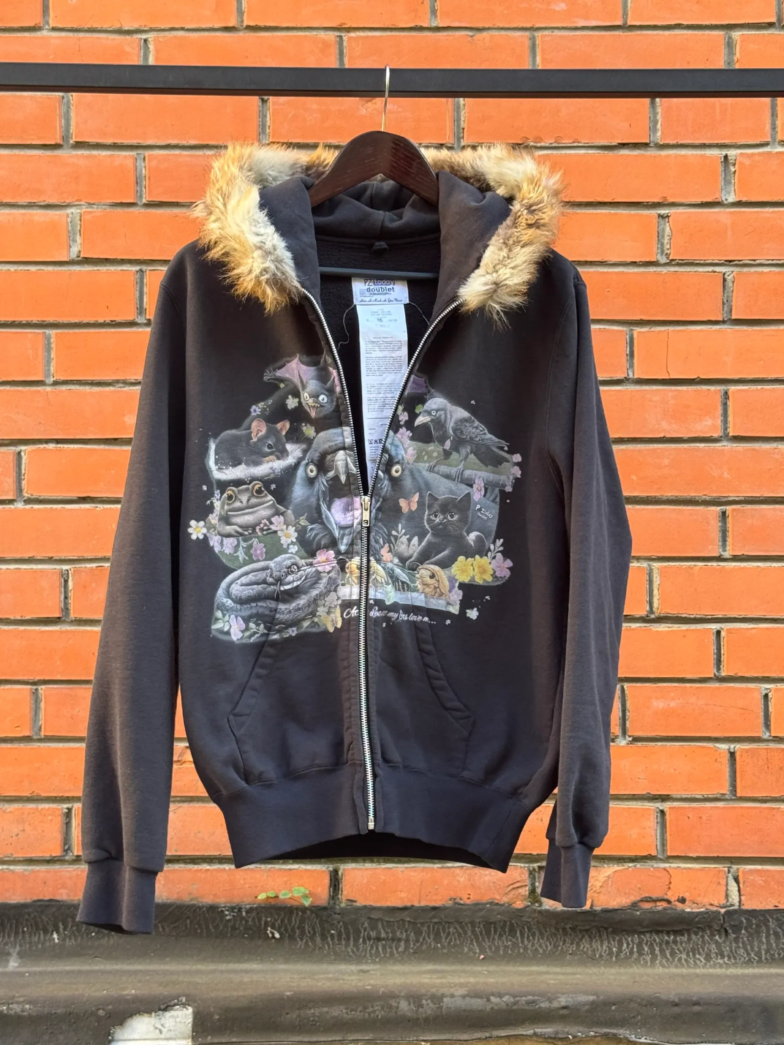 Doublet Furry Collar Zip-Up Hoodie