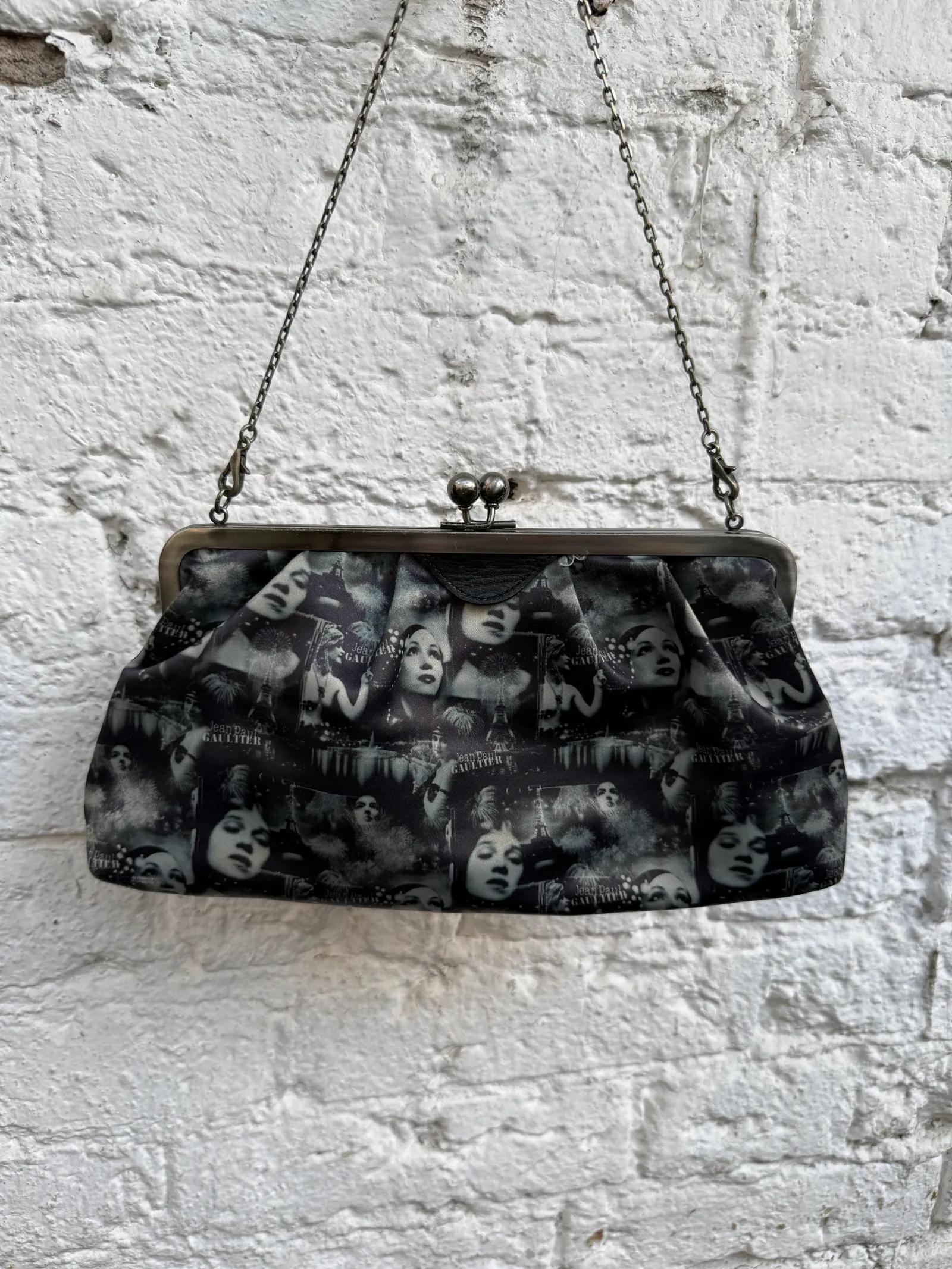 Jean Paul Gaultier Vintage Face Print Kiss-Lock Chain Clutch