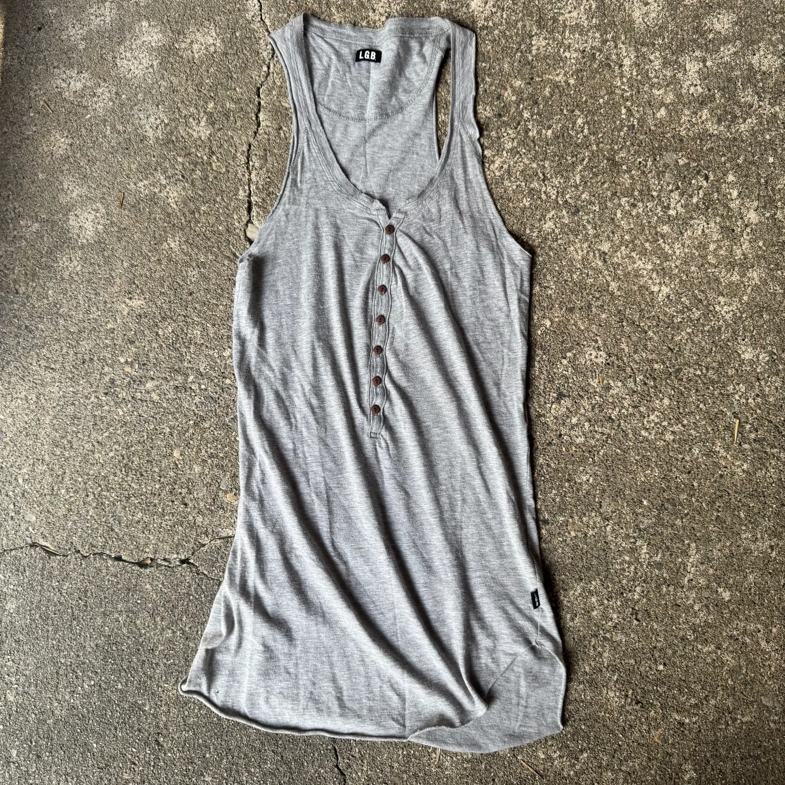 L.G.B. Henley Neck Long Tank Top